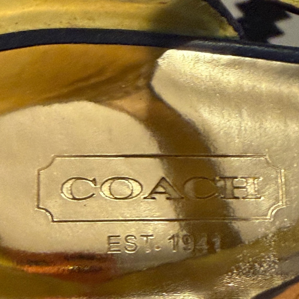 Coach CORETTA VEGAN Leather Wedge Heels in ginTan and Gold Strappy Heels in Ging - Picture 5 of 13
